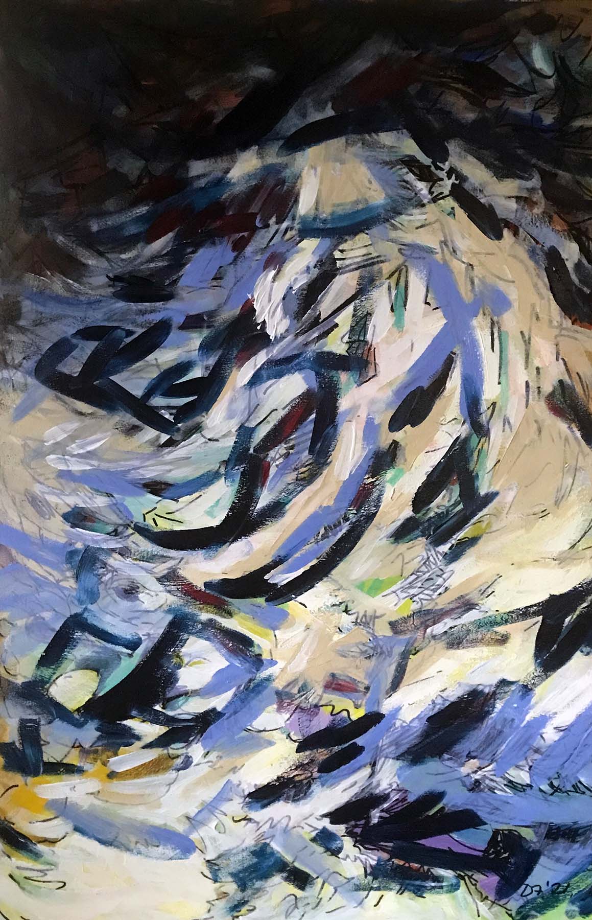 Acrylic and sharpie abstract painting - White Mountain
